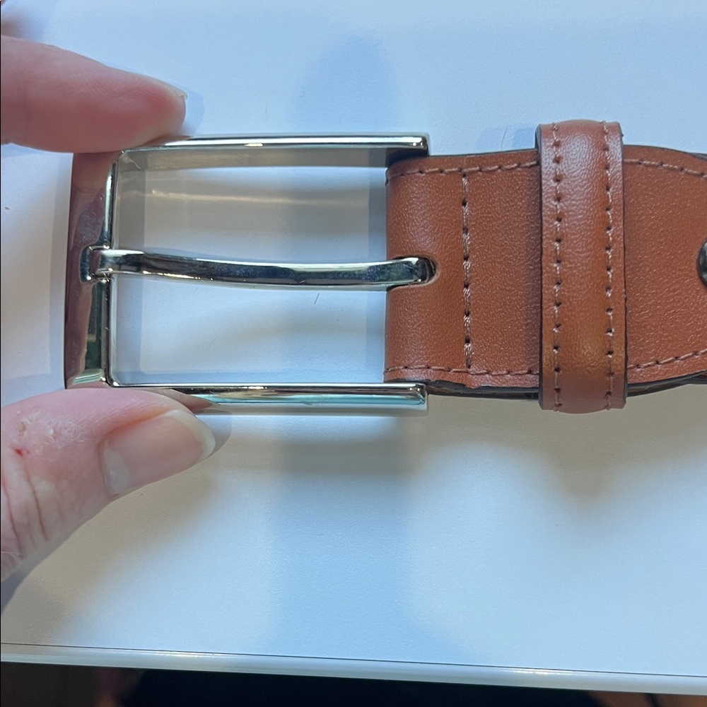 Beckett Simonon Tan Leather Belt with Silver Buckle - Picture 3 of 11